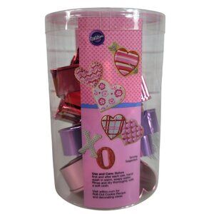 Wilton Cookie Cutter Set Metal 9 PCS Valentine's Hearts XO Purple Pink Red